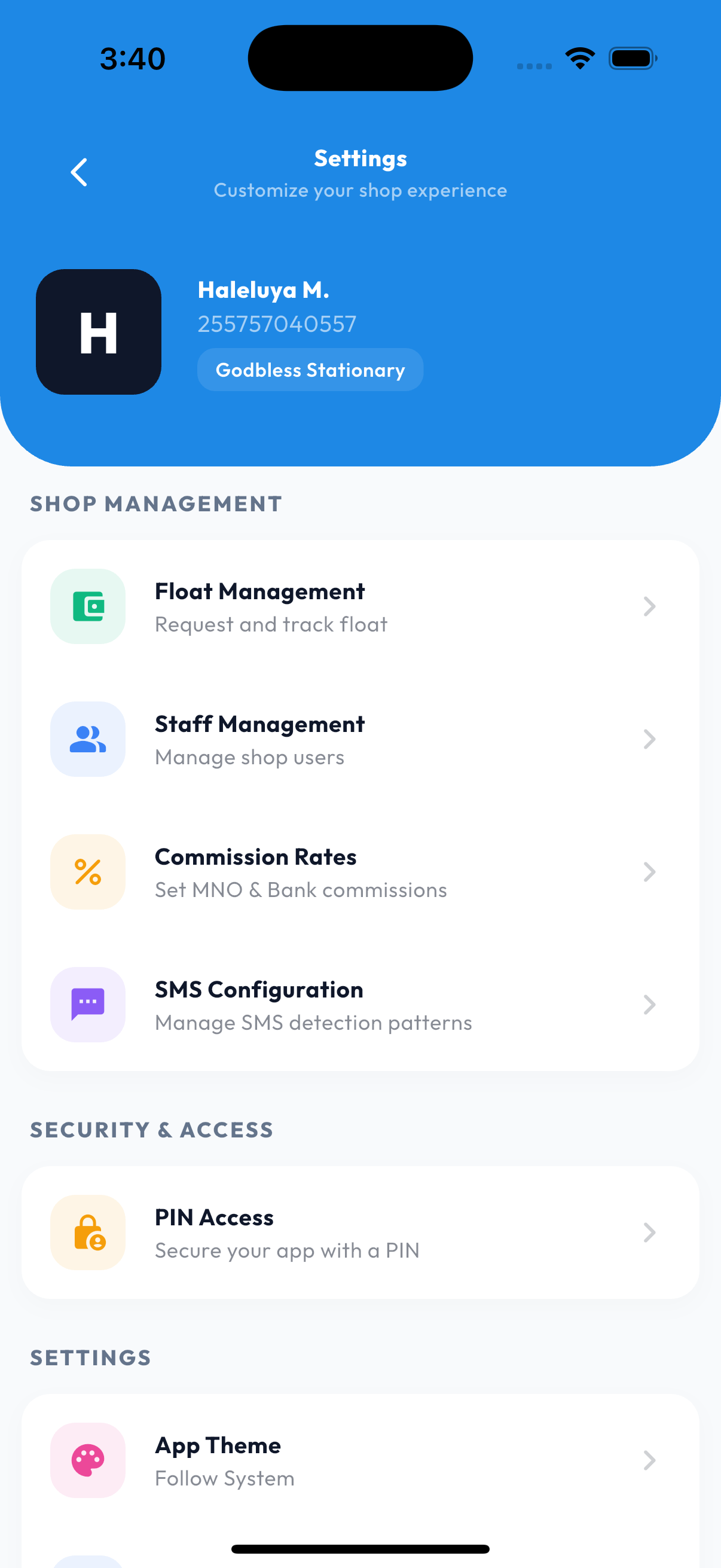 Agent dashboard